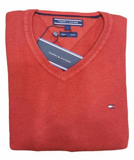 MOULINE COTTON STRUCTURE V-NK RED