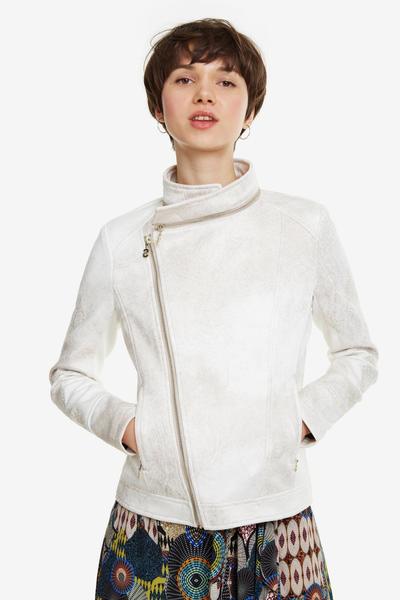 Desigual Mujer Cazadora Chaqueta Blanca Desigual CHAQ_MARBLE EGRET