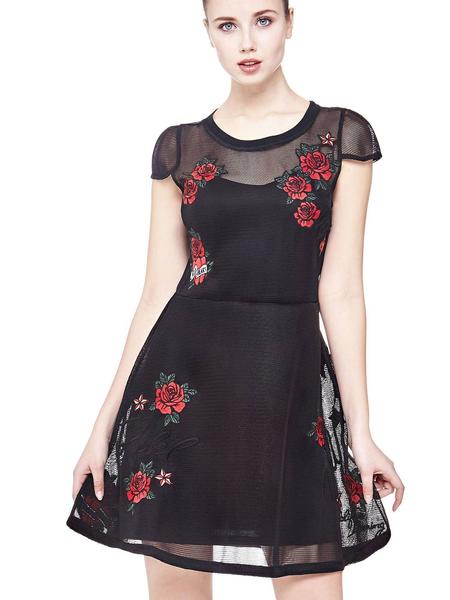 VESTIDO NEGRO CON FLORALES