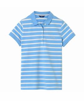 BRENTON STRIPE SS PIQUE CAPRI BLUE