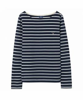 BRETON STRIPE BOATNECK JUMPER EVENING BLUE