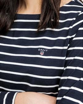 BRETON STRIPE BOATNECK JUMPER EVENING BLUE