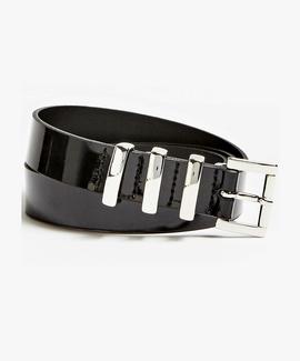 LOGO LEATHER BELT JET BLACK