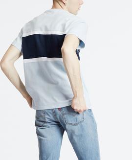 SS COLORBLOCK TEE JERSEY SKYWAY/ WHITE/ DRESS BLUE