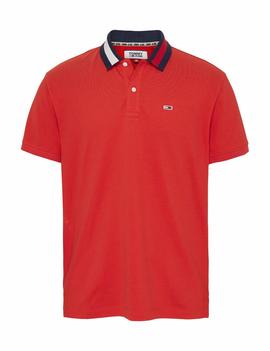 TJM FLAG NECK POLO FLAME SCARLET