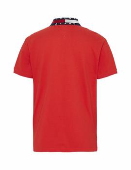 TJM FLAG NECK POLO FLAME SCARLET