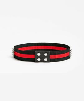 RHINESTONES CHAIN BELT FANTASY BLACK - RED