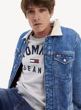 TJM ESSENTIAL FLAG CREW LT GREY HTR