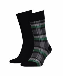 TH MEN SOCK 2 PACK STRIPE PATTERN BLACK / GREEN