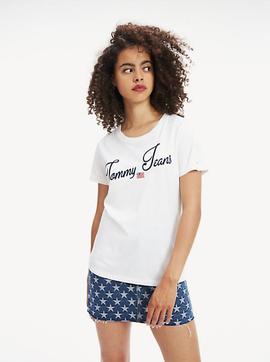 TJW VINTAGE SCRIPT TEE OPTICAL WHITE