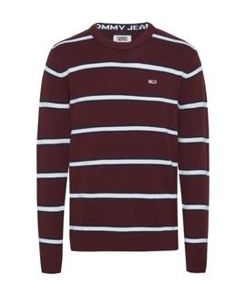 TJM FINE STRIPE SWEATER REGULAR FIT BURGUNDY
