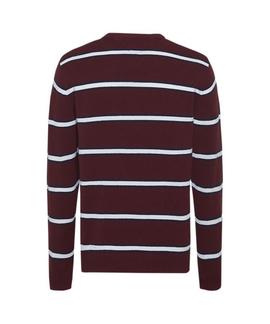 TJM FINE STRIPE SWEATER REGULAR FIT BURGUNDY