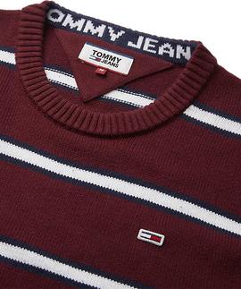 TJM FINE STRIPE SWEATER REGULAR FIT BURGUNDY