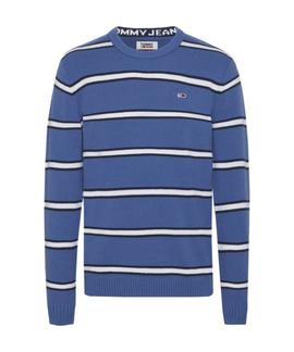 TJM FINE STRIPE SWEATER DUCH BLUE