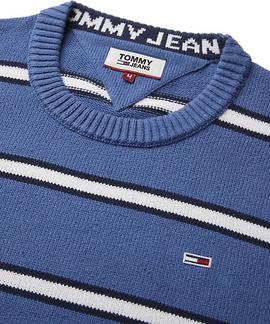 TJM FINE STRIPE SWEATER DUCH BLUE