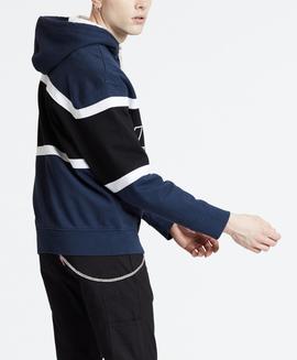 PIECED HOODIE RACER COLORBLOCK DRESS BLUES