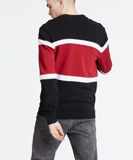 PIECED CREWNECK SWEATSHIRT JERSEY BLACK