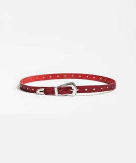 BLENDA LEATHER BELT METALLIC RED