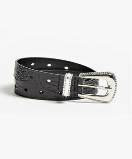 BLENDA LEATHER BELT BLACK CROCO