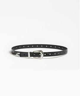 BLENDA LEATHER BELT BLACK CROCO