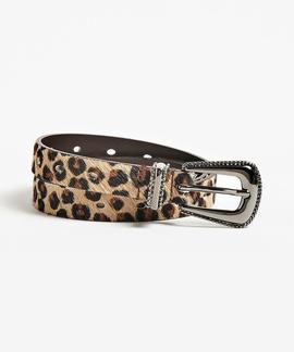 BLENDA LEATHER BELT REAL LEOPARD BEIGE