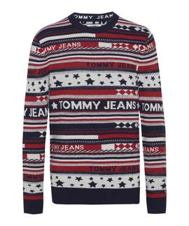 TJM AMERICANA STRIPE SWEATER FLAME SCARLET / MULTI