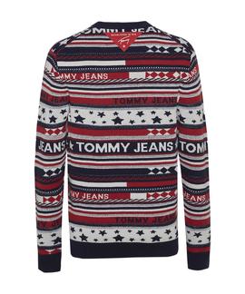 TJM AMERICANA STRIPE SWEATER FLAME SCARLET / MULTI