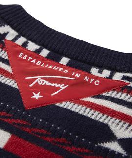 TJM AMERICANA STRIPE SWEATER FLAME SCARLET / MULTI
