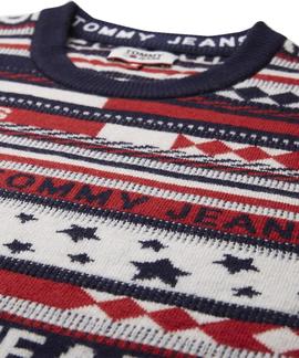 TJM AMERICANA STRIPE SWEATER FLAME SCARLET / MULTI
