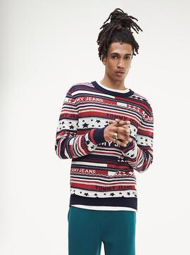 TJM AMERICANA STRIPE SWEATER FLAME SCARLET / MULTI