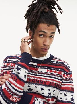 TJM AMERICANA STRIPE SWEATER FLAME SCARLET / MULTI