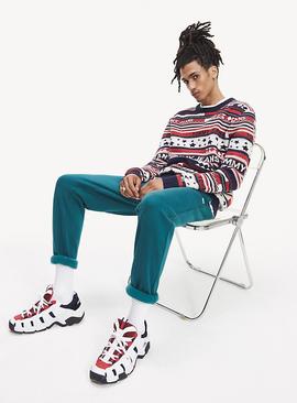 TJM AMERICANA STRIPE SWEATER FLAME SCARLET / MULTI