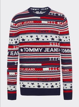 TJM AMERICANA STRIPE SWEATER FLAME SCARLET / MULTI