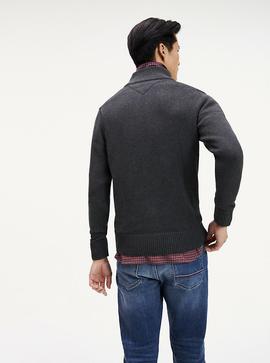 CHUNKY COTTON ZIP THROUGH CHARCOAL HEATHER