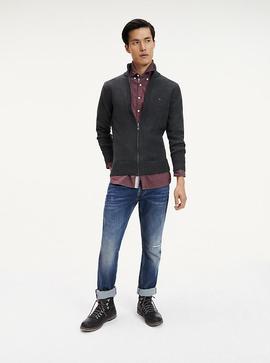 CHUNKY COTTON ZIP THROUGH CHARCOAL HEATHER