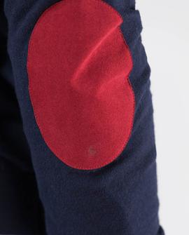 JERSEY PICO CON CODERAS ALGODON CASHMERE AZUL MAR.