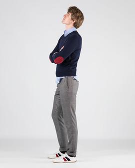 JERSEY PICO CON CODERAS ALGODON CASHMERE AZUL MAR.