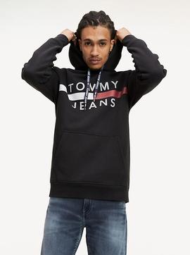 TJM REFLECTIVE FLAG HOODIE TOMMY BLACK