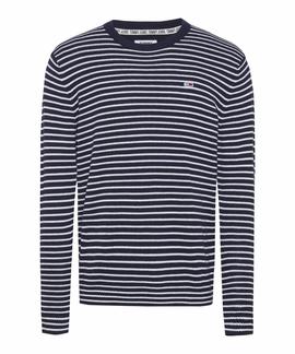 TJM ESSENTIAL STRIPE SWEATER BLACK IRIS / WHITE