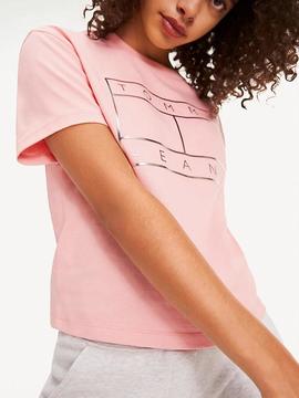 TJW OUTLINE FLAG TEE PINK ICING