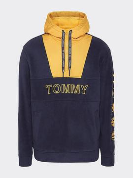 TJM TOMMY LOGO ZIP HOODIE BLACK IRIS / GOLDEN GLOW