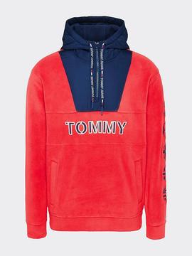 TJM TOMMY LOGO ZIP HOODIE RACING RED / BLACK IRIS