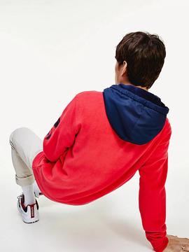 TJM TOMMY LOGO ZIP HOODIE RACING RED / BLACK IRIS