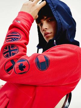 TJM TOMMY LOGO ZIP HOODIE RACING RED / BLACK IRIS