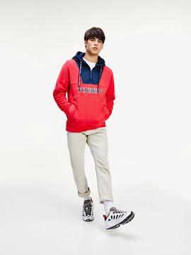 TJM TOMMY LOGO ZIP HOODIE RACING RED / BLACK IRIS