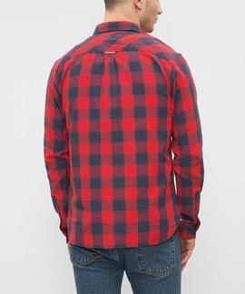 TJM REG CHK SHIRT L/S 12 RED