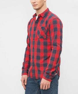 TJM REG CHK SHIRT L/S 12 RED