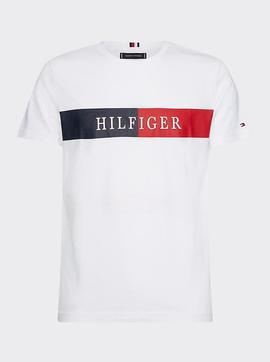 BLOCK STRIPE HILFIGER TEE WHITE