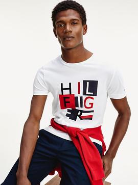 HILFIGER SQUARES TEE WHITE