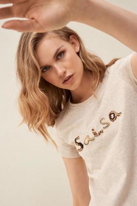 CAMISETA SALSA SLIM FIT LOGO VIGORE BEIGE